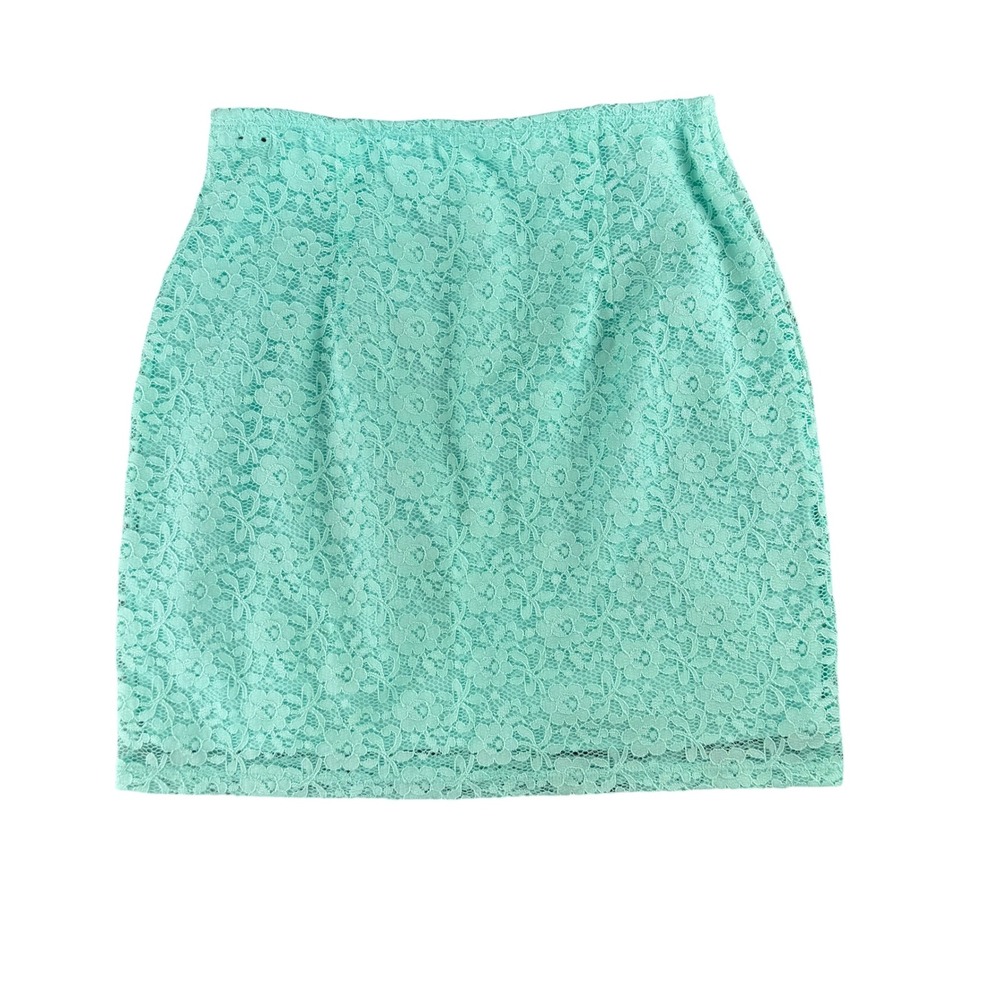 Hollister Mint Green Floral Lace Mini Skirt Small Elastic Waist Lined Coquette - Picture 6 of 6
